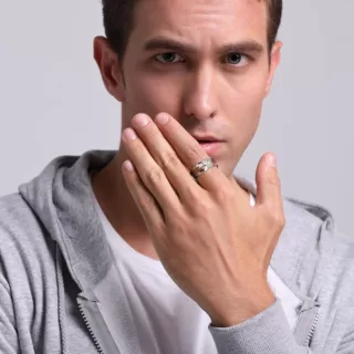 Bague bois et pierre