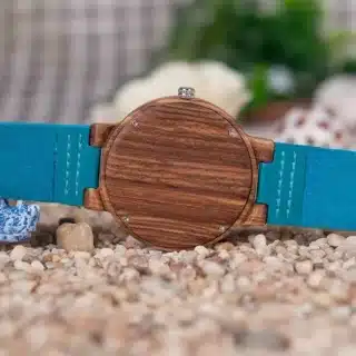 Montre bois bleu