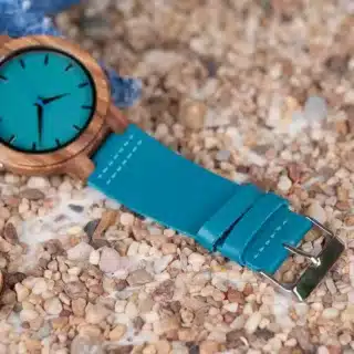 Montre bois bleu