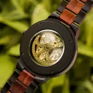 Montre bois mécanisme apparent