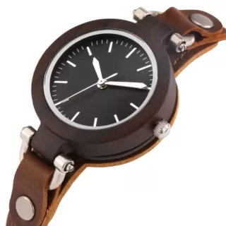 Montre cuir et bois
