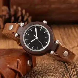Montre cuir et bois