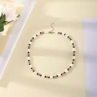 Alternative view of Collier homme bois perles