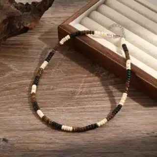 Collier perles en bois multicolores – Image 4