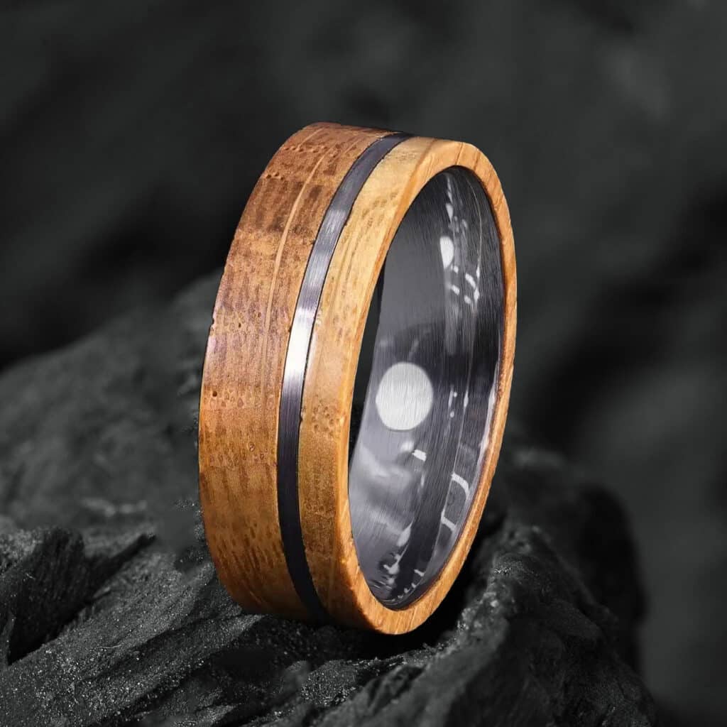 Bague Homme Bois Et Acier 2