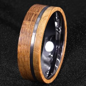 Bague homme bois et acier