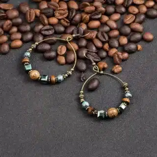 Boucle d oreille bois ethnique