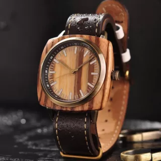 Montre homme bois et cuir