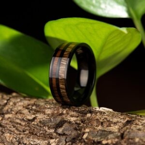 Bague en bois et acier pour homme