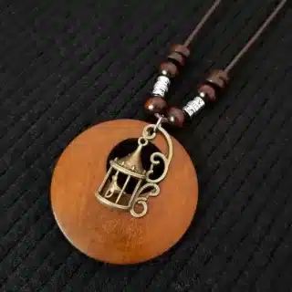 Collier femme bois