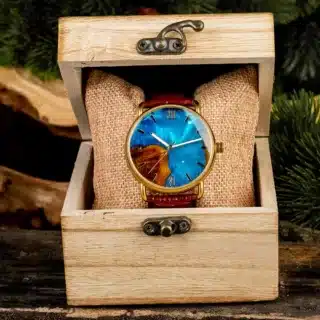 Montre bois et bleu
