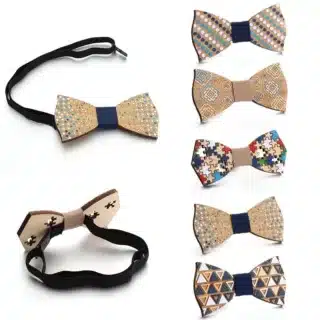 Alternative view of Noeud papillon bois costume bleu