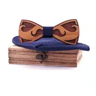 Noeud papillon moustache bois