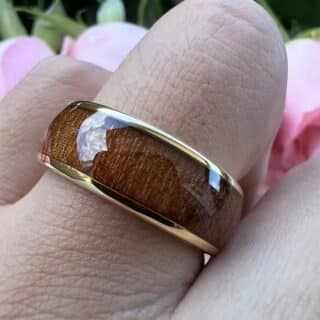 BAGUE EN BOIS - Bois de Chêne et Tungstène or
