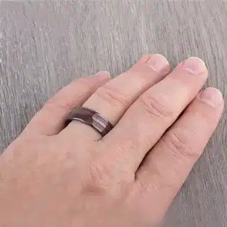 Bague En Bois Bois De Koa Et Acier Inoxydable Noir