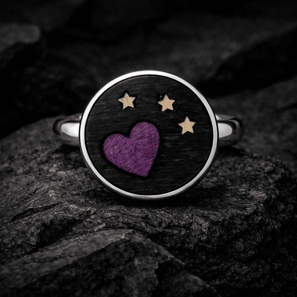 Bague en bois coeur