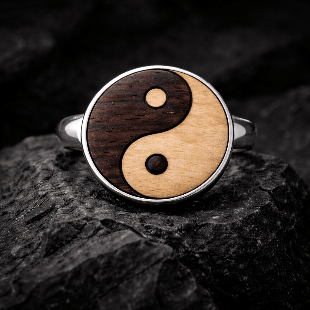 Bague en bois yin yang