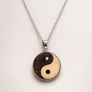 Collier bois yin yang