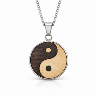 Collier bois yin yang