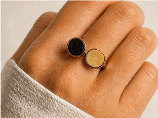 Bague en bois duo noir blanc