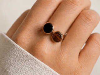 Bague en bois duo rouge noir
